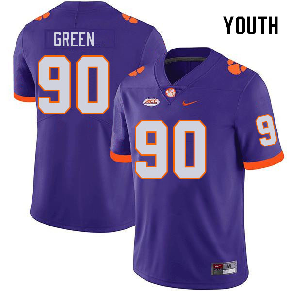 Youth Clemson Tigers Stephiylan Green #90 College Purple NCAA Authentic Football Stitched Jersey 23JH30OS